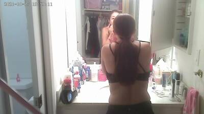 Japanese amateur wife getting undressed for shower and taking off her makeup on girlfriendsporn.net