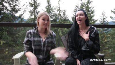Lesbian Couple Enjoy Far Away Sex - Blonde and brunette flirting outdoors - Germany on girlfriendsporn.net