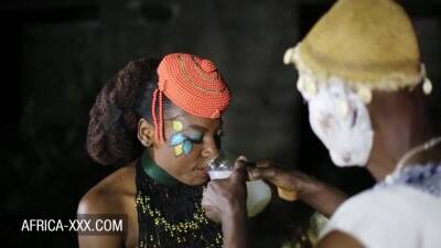 Amateur ebony girls share a big dick after ancient African ritual - threesome on girlfriendsporn.net