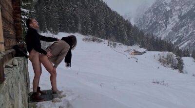 Couple enjoys hidden passionate lovemaking during winter mountain trip on girlfriendsporn.net