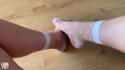 Showing My Feet In New Sexy White Nylon Socks - Amateur Foot Fetish on girlfriendsporn.net