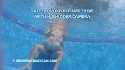 This couple thinks no one knows what they are doing underwater in the pool but the voyeur does on girlfriendsporn.net
